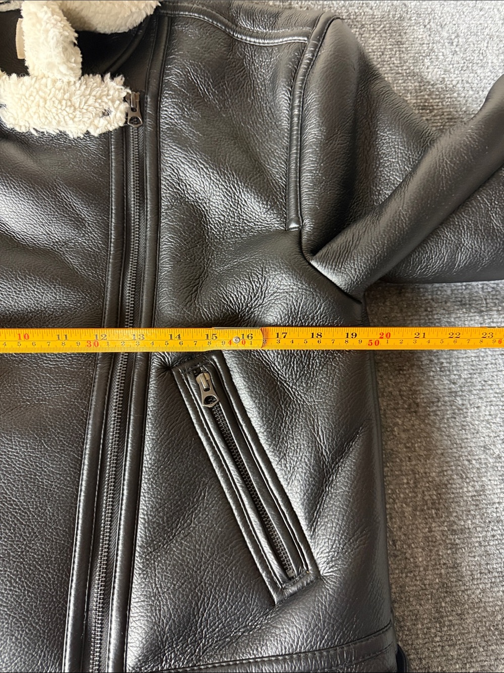 Aeropostale Black Puffer Jacket with Cream Sherpa Trim - Picture 7 of 9